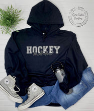 Load image into Gallery viewer, Hockey Mom Hoodie - Black Monochromatic
