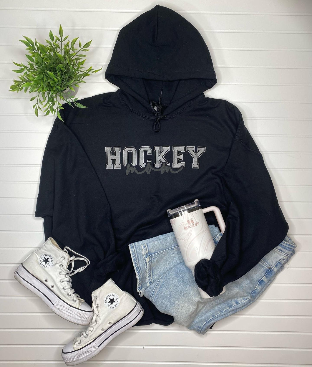Hockey Mom Hoodie - Black Monochromatic