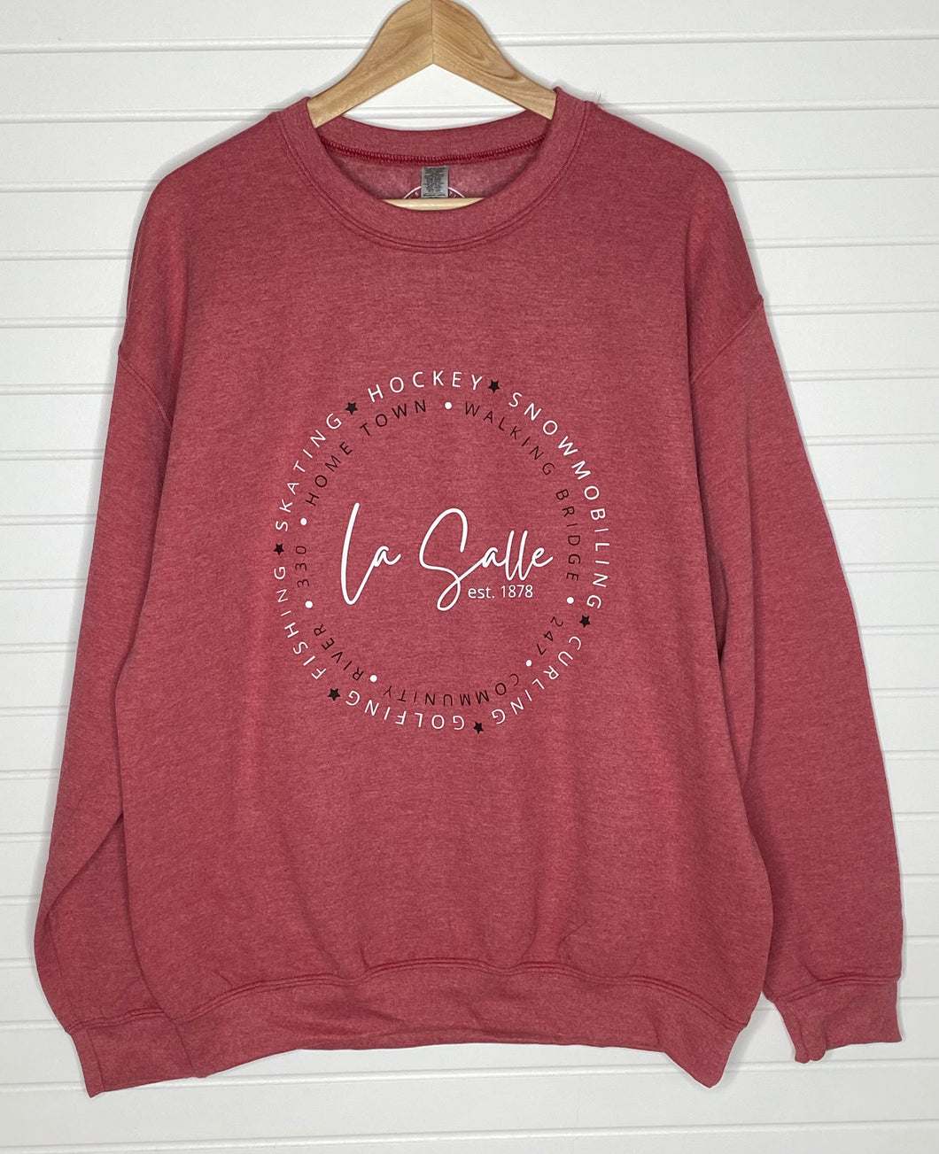 La Salle Crewneck - Heather Sport Red- LARGE