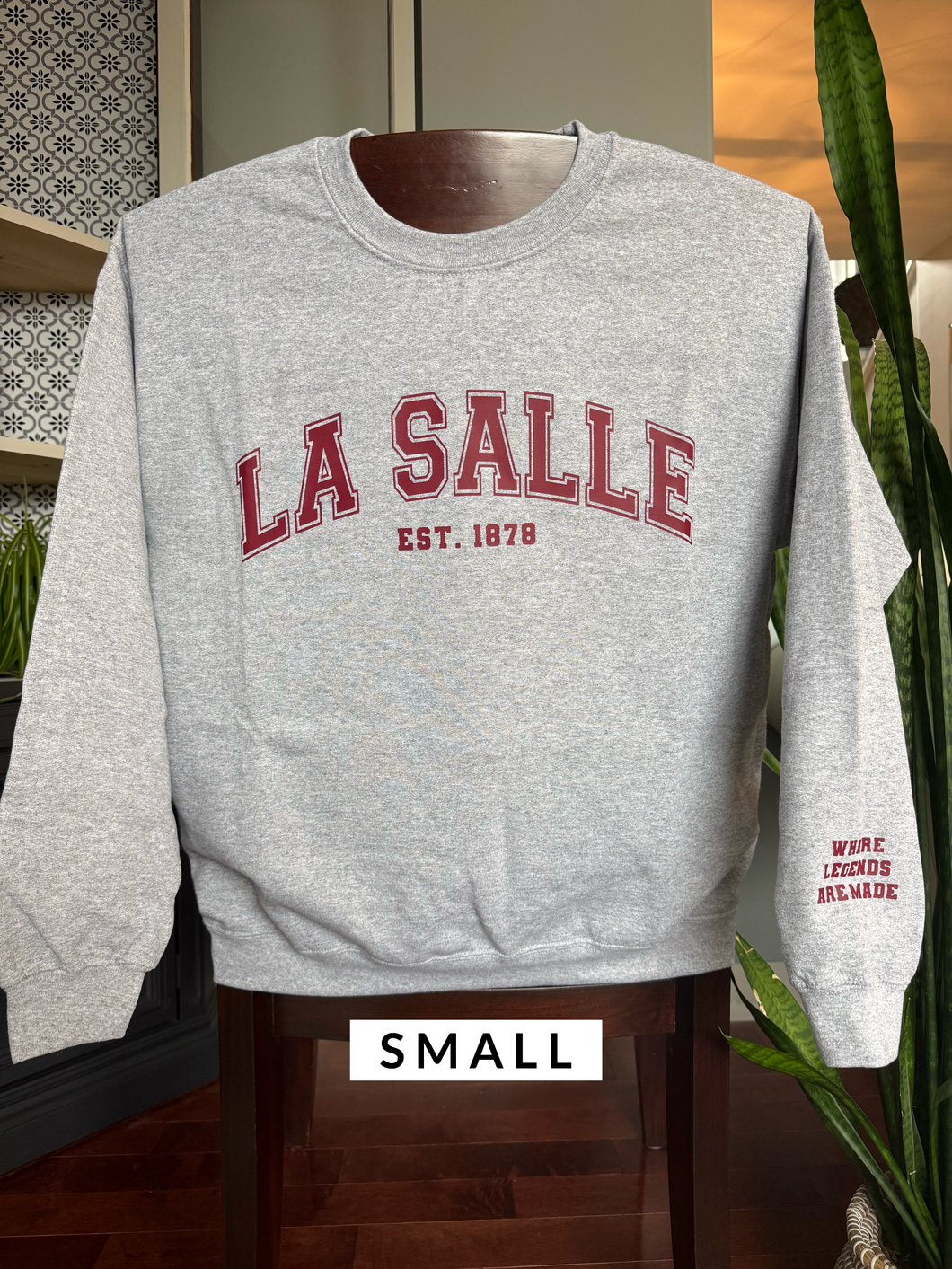 La Salle Varsity Style Crewneck - Sport Grey- SMALL (ONE LEFT)