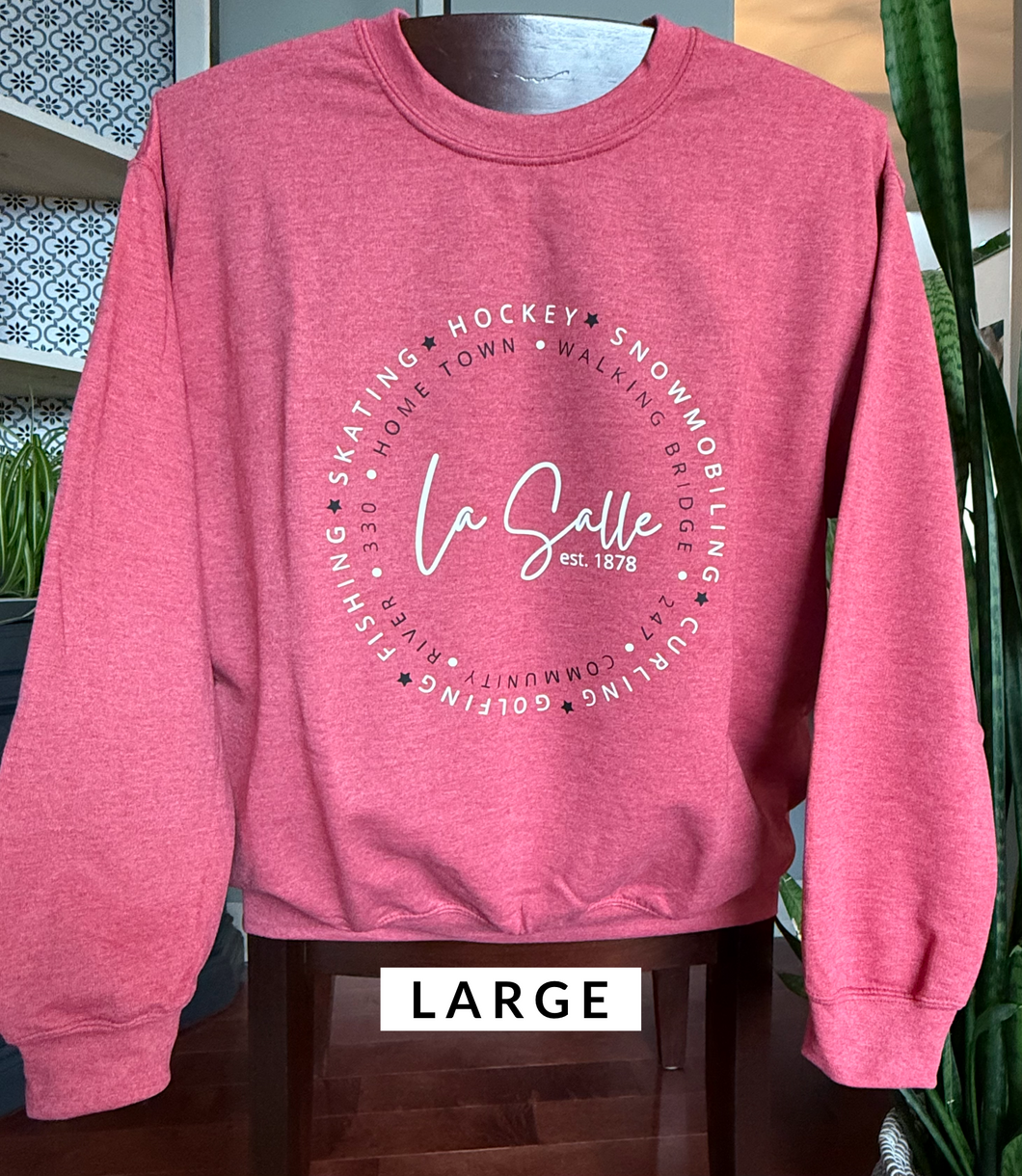 La Salle Crewneck - Heather Sport Red-LARGE (ONE LEFT)